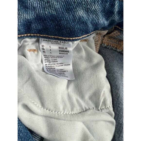 American Eagle (AE) Real Good Mom Stretch Distressed Straight Denim Jeans Sz 4 - Picture 11 of 11